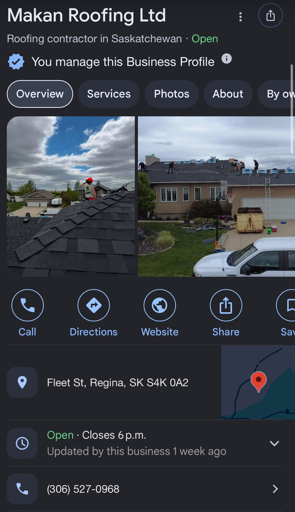 Makan Roofing Google Business Profile