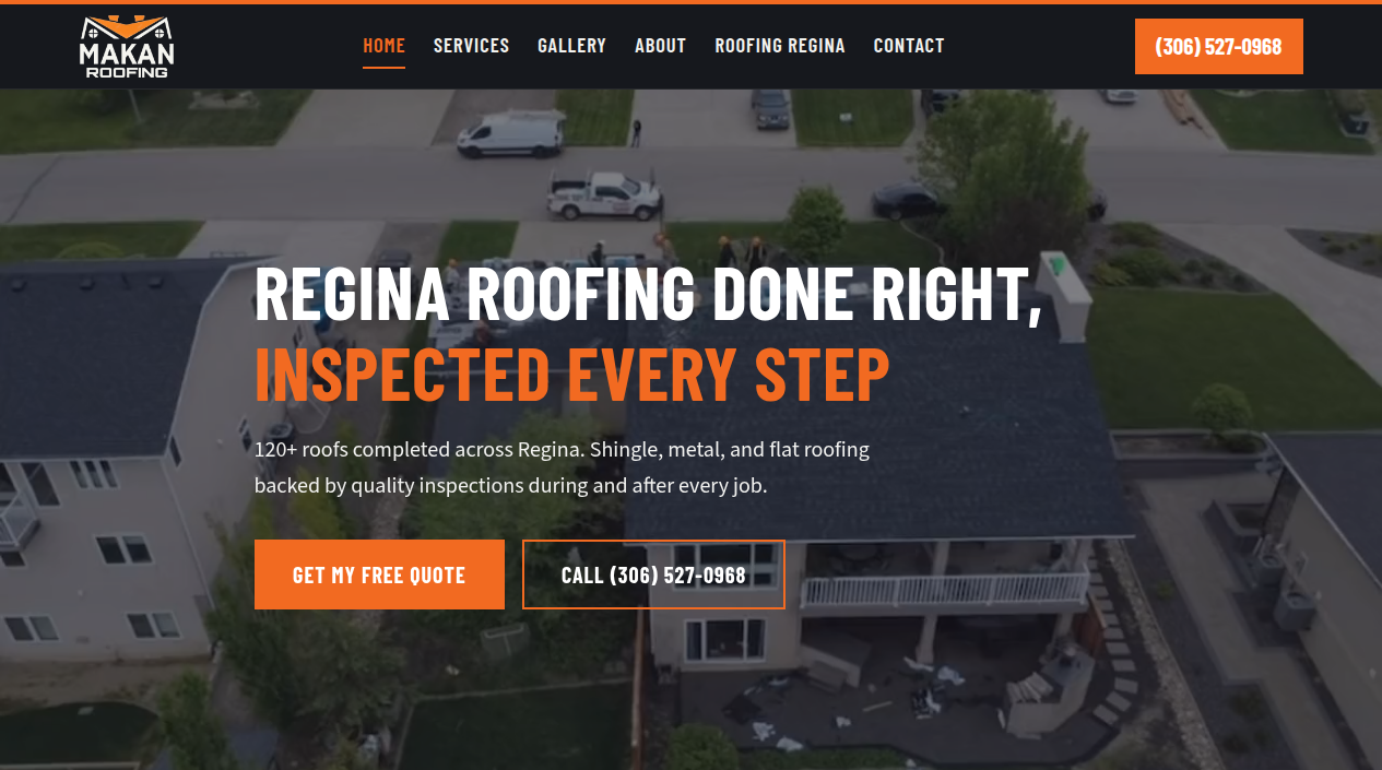 Makan Roofing website built by Prairie Peak Digital