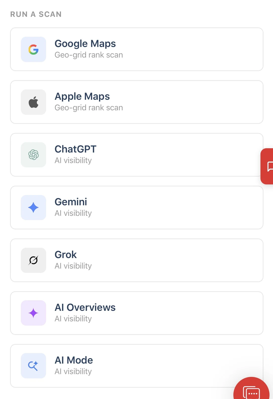 Local Falcon research options for Google Maps, Apple Maps, ChatGPT, Gemini, Grok, AI Overviews, and AI Mode