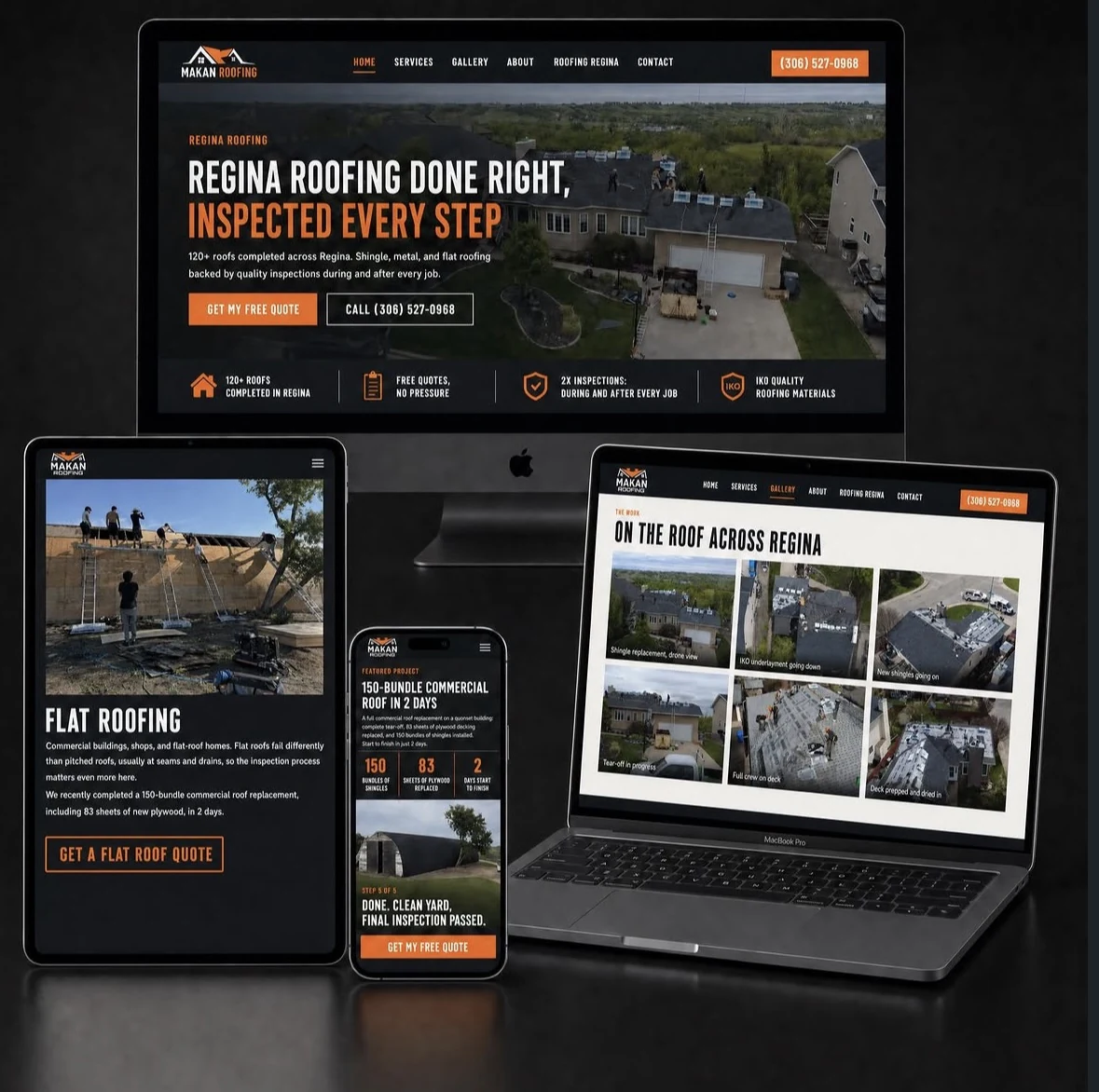 Makan Roofing website created by Prairie Peak Digital